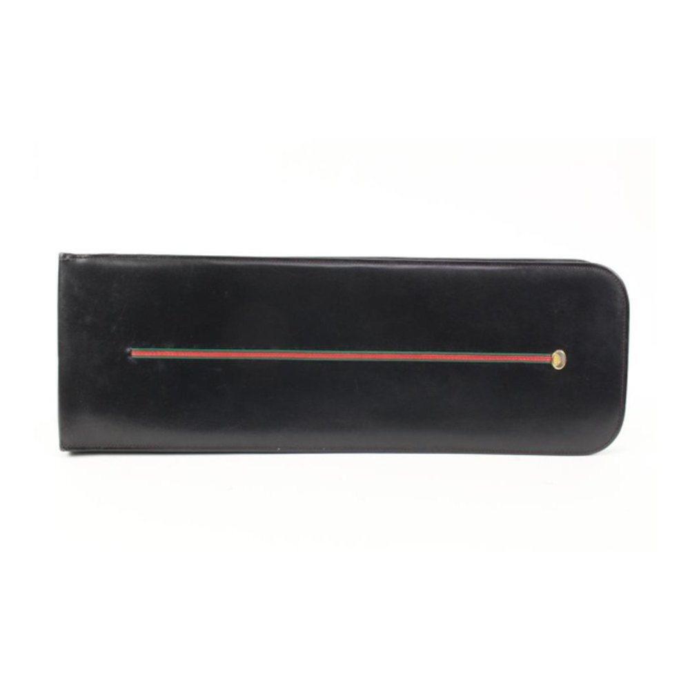 Gucci Vintage Black Leather Web Tie Case s29g39